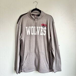 Jansport Western Oregon University Wolves Unisex Gray Zip Up‎ Jacket Size XL EUC